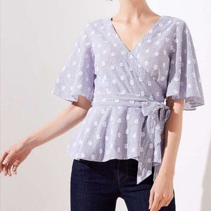 Loft Dot Stripe Wrap Top